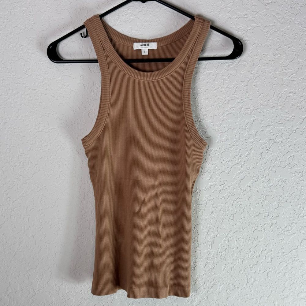 Agolde Tan Ribbed Bailey Tank Top Size S - Picture 5 of 11